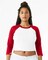 BELLA+CANVAS Ladies Micro Rib Raglan 3/4 Sleeve Baby Tee for Casual Wear, Streetwear & Cropped Fit Style Top
